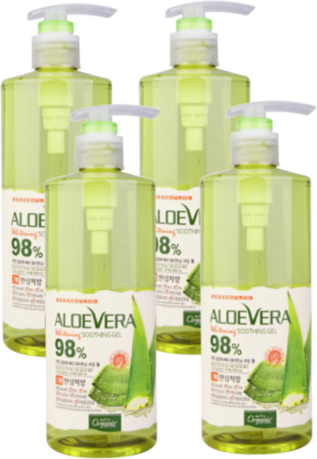오가니아 알로에 베라 미백 수딩젤 98%, 400g, 4개