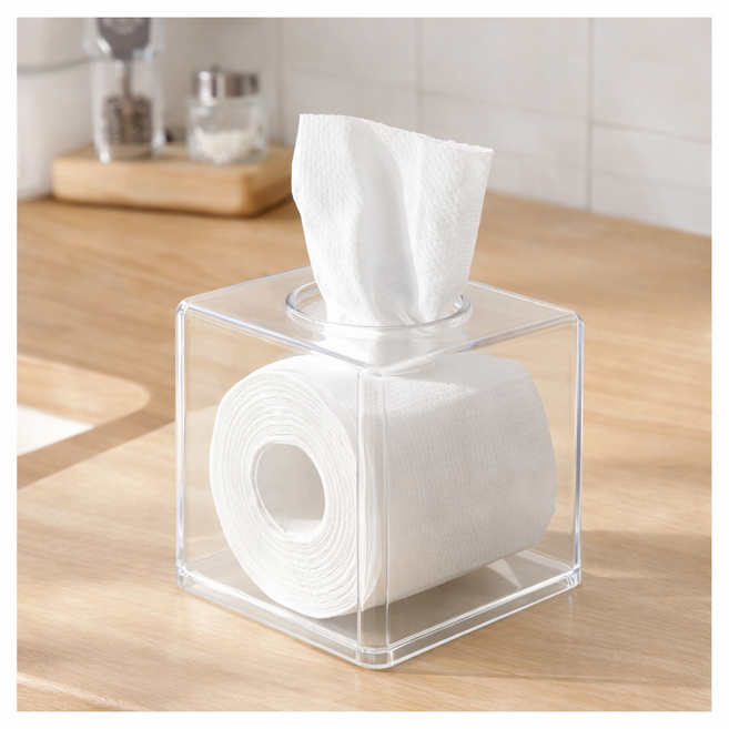 아크릴 티슈 휴지 케이스, 투명, 1개
