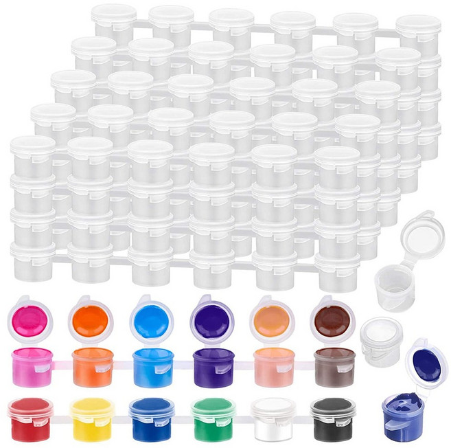 240Pieces 빈 페인트 냄비 40 개 스트립 아크릴 미니 컨테이너 예술 뚜껑과 공예 페인트 3ML로 저장 스트립 페인트, 하나, 보여진 바와 같이, 1개