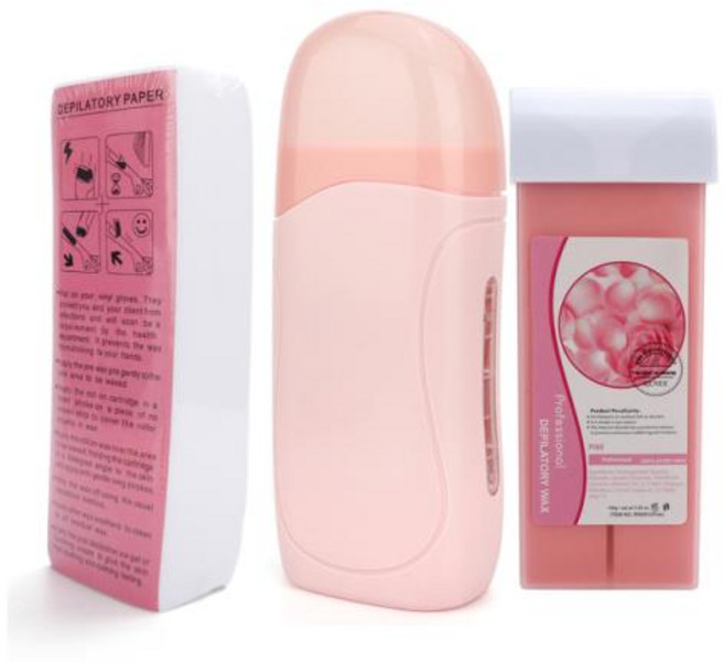 휴대용 제모기 제모 롤 왁스 히터 페이셜 바디 제모기 히팅기 왁싱 스트립 종이 세트 3 in 1, 11) Eu 플러그  A Pink Rose Kit, 없음