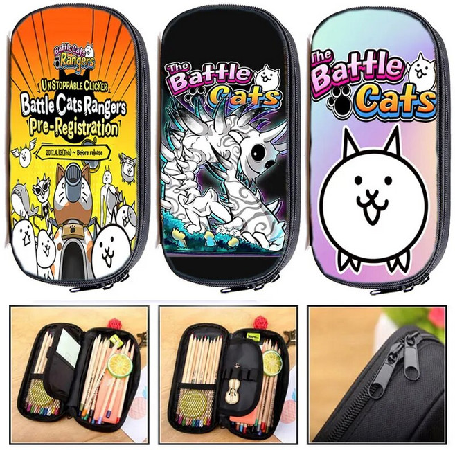 냥코대전쟁 굿즈 만화 게임 인쇄 연필 상자 펜 가방 학생 냥코 필통 파우치, 5.5