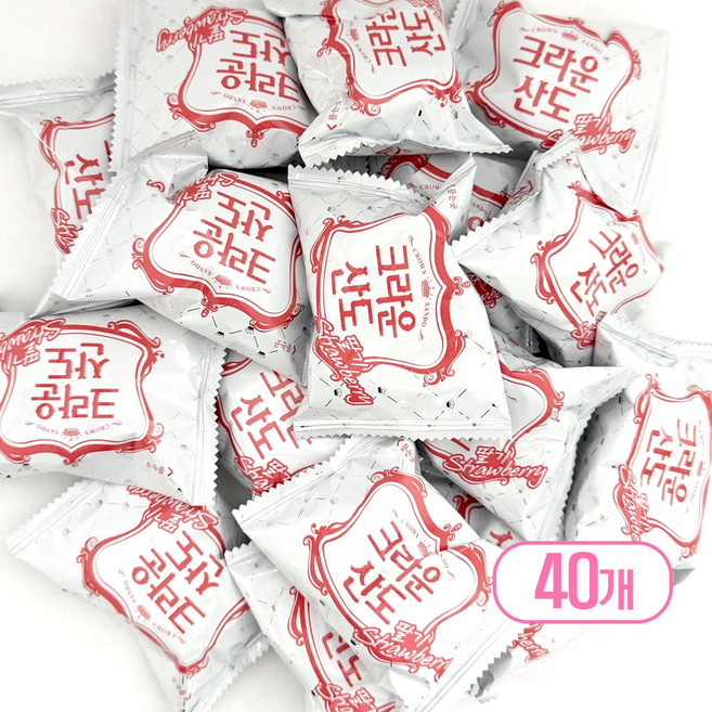 [놀러과자] 크라운 크라운산도 딸기 대용량 개별포장, 20g, 40개