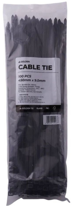 지엠 케이블타이 100mm - 780mm (UL인증품질 흑백 등 10가지 색상 대용량 소용량), 검정색, 100개