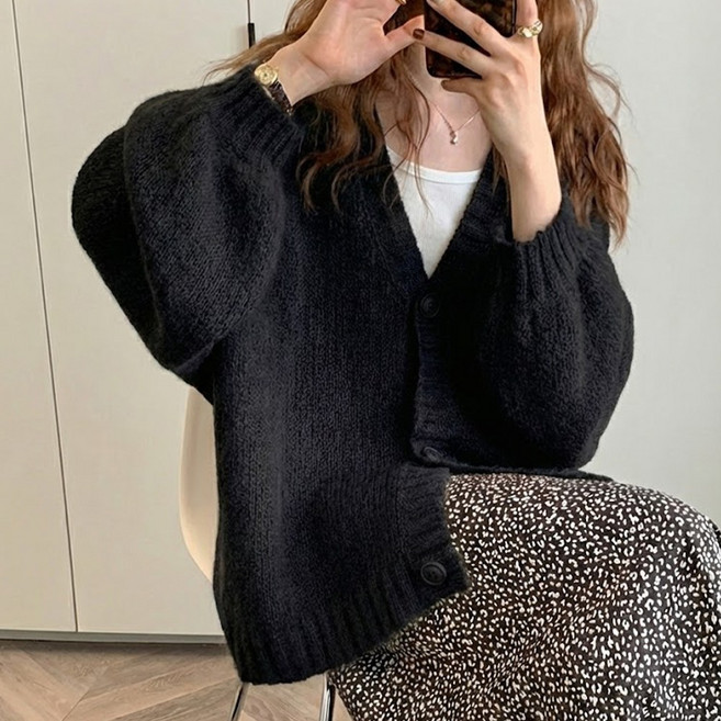 타니즈 리겔 브이넥 루즈핏 시스루 여성 가디건