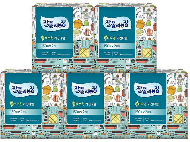 잘풀리는집 뽑아쓰는 키친타올 150매 2입x5팩, 2