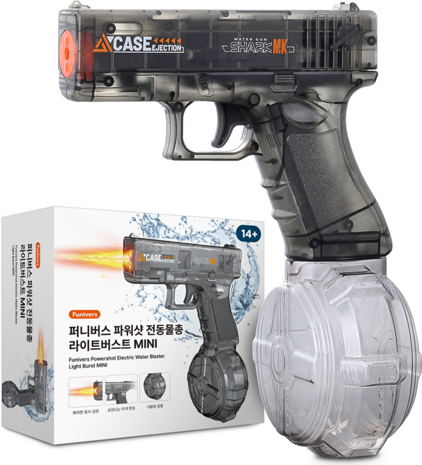 퍼니버스 파워샷 전동 물총 자동 대용량 라이트버스트 미니, 1개, 미드나잇 블랙