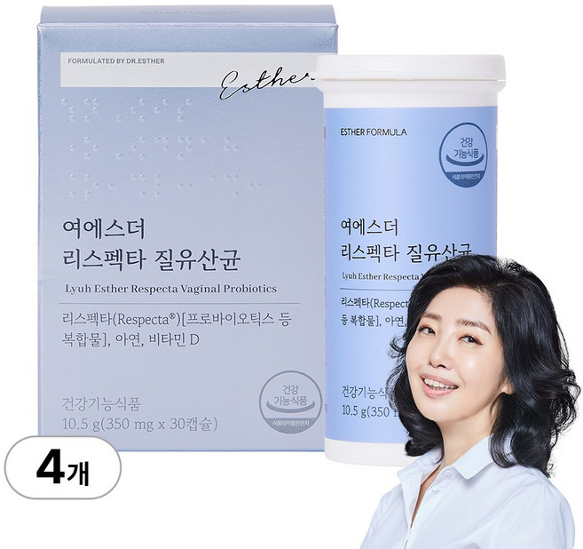 [본사직영] 여에스더 리스펙타 질 유산균 여성 질건강 유산균, 4개, 30정