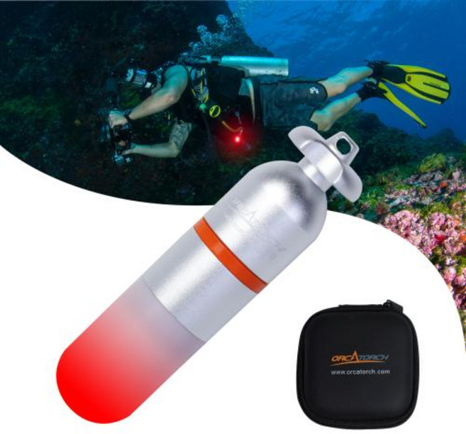 ORCATORCH SD01 PRO 강력한 다이브 비콘 수중 랜턴 스쿠버 다이빙 스트로브 비콘 5 색 미니 글로우 탱크 플래시 신호등, Blue, AAA, 3)Red