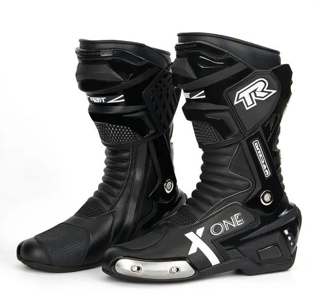 오토바이 라이딩 부츠 트랙 머신 활동용 나이트 로드 랠리 레이싱 슈즈 사이클링 남성용, 03 45, 01 - Black