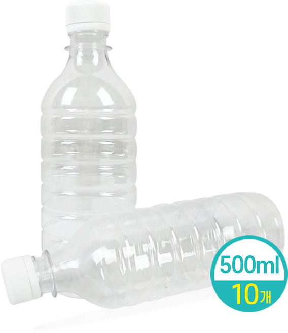생수통 물병 원형PET 생수병 물통 보관용기 세트, 10개, 500ml