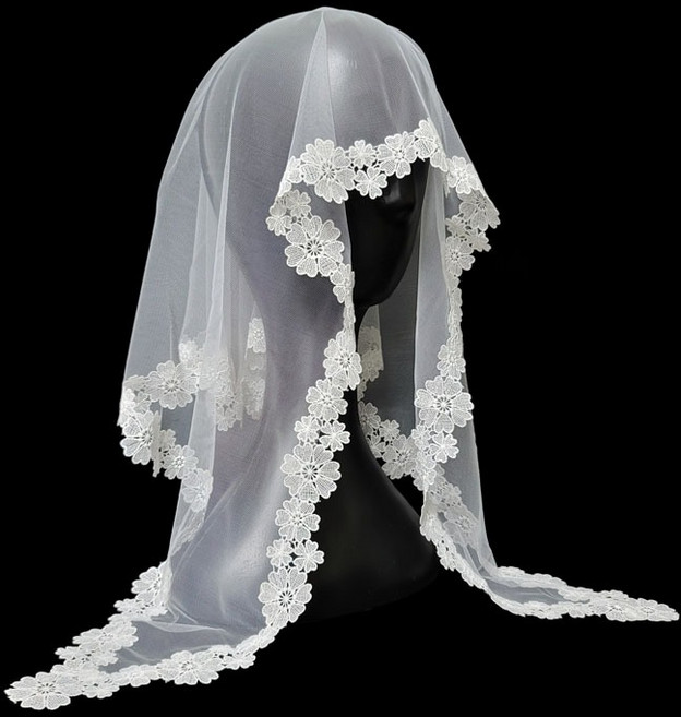 가톨릭 천주교 성물 미사보 꽃송이 가득한A, 1개