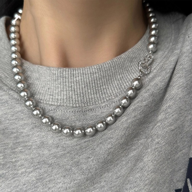 FANSYLI 진주목걸이 고급 도금 비즈 목걸이 6mm 8mm 10mm 혼주목걸이 쇄골목걸이 선물 W2504A15