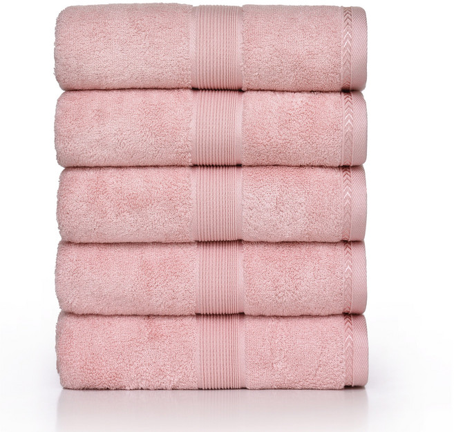록신 프리미엄 호텔수건 레이온 40수 180g 40x90 부드럽고 항균력 좋은 수건 욕실용 가정용 선물용 다용도 고급 타올, 5개, 베이비핑크