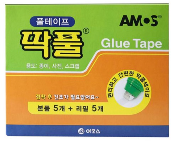 아모스 딱풀 테이프 5p + 리필 5p 세트 8.4mm x 8m, 2세트