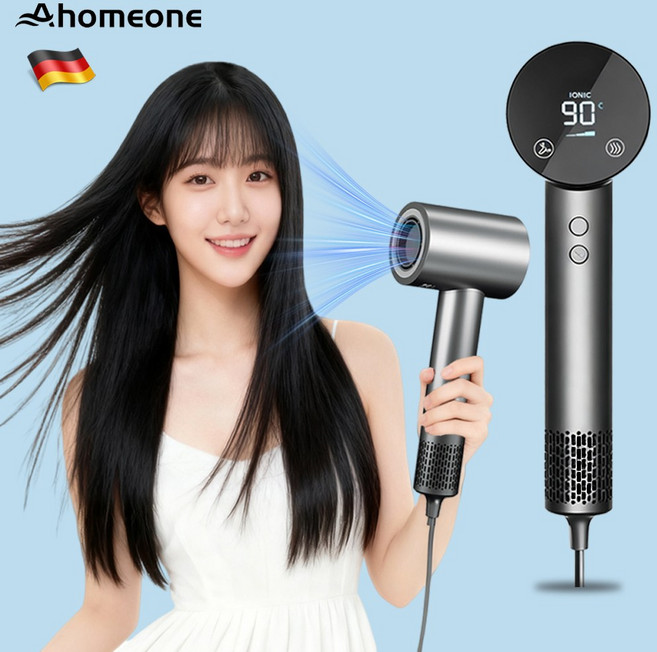 Ahomeone 초고출력 bldc 드라이기 독일 음이온 헤어드라이기 헤어케어, 1개, 그레이 HD02