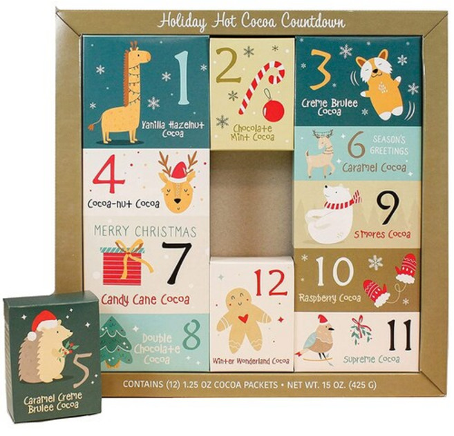 Specialty Division 크리스마스 어드벤트 캘린더 코코아 핫초코 12개입, 425g, 1세트, 1개입