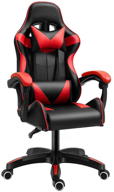 【品樂生活】戰隊級MVP皮革電競按摩椅/電競椅/按摩椅/滑輪椅/躺椅, 烈焰紅