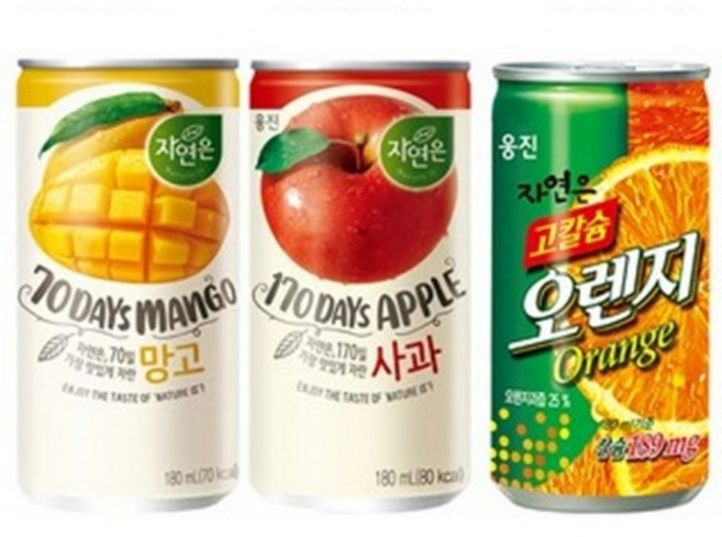 웅진 망고 사과 고칼슘오렌지 캔 업소/가정 랜덤 180ml 각30개, 90개