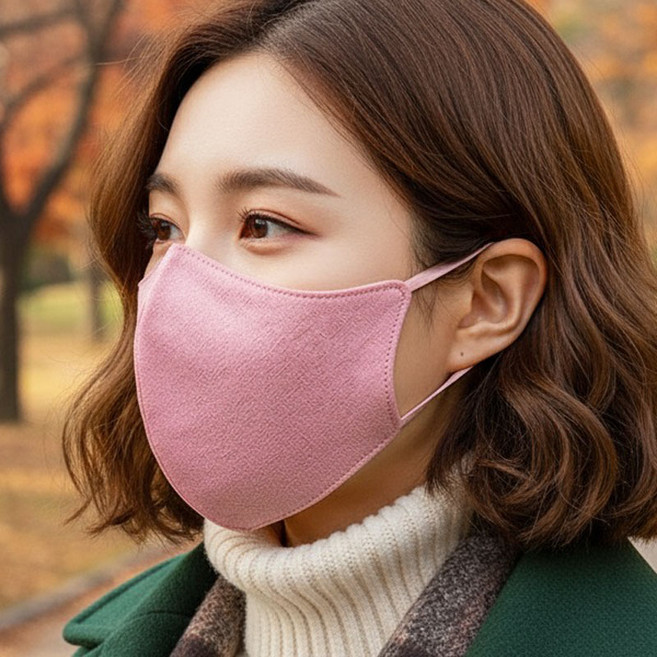 (국산) 사계절용 자외선차단 피그먼트 오가닉 면 마스크-춘추용 패션 아웃도어 운동 스포츠 건강마스크 세탁가능 위생마스크, 연분홍