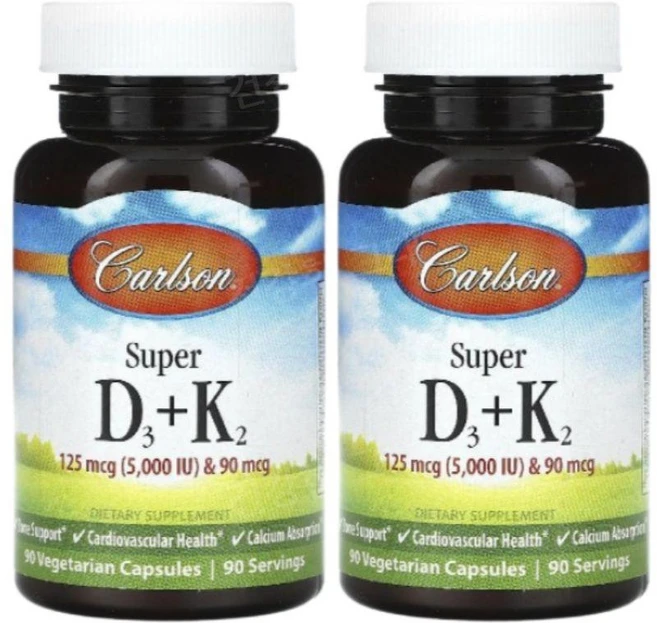 칼슨 슈퍼 D3 + K2 90 베지캡슐, Carlson 칼슨 카를슨 슈퍼 디3 케이투 채식 캡슐, 2개, 90정 - 쿠팡