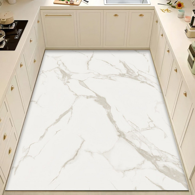 트렌디고 잘라쓰는 주방매트 특대형 pvc 두꺼운 대형 주방 발매트 방수 미끄럼방지 5mm 쿠션, F대리석, 1개