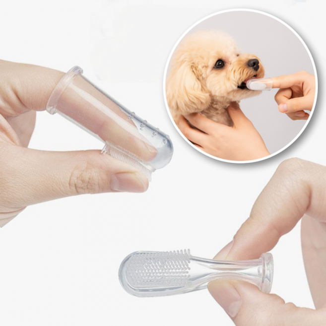 D 반려동물 손가락 칫솔 강아지 고양이 투명 실리콘 구강 위생 관리, 1개