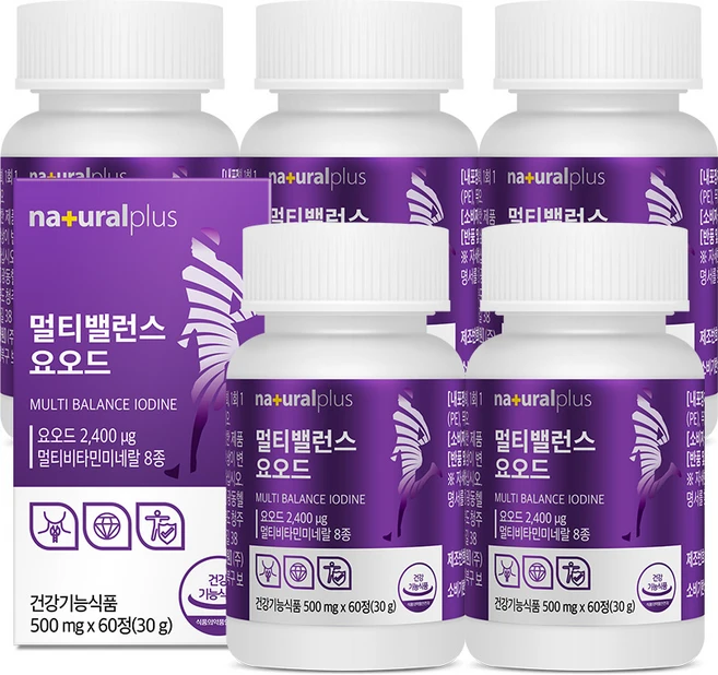 내츄럴플러스 멀티밸런스 요오드 / 갑상선건강 비타민 미네랄 7종 아이오딘, 60정, 5박스 - 쿠팡
