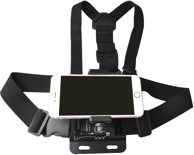 아모란나 1인칭 시점 영상 촬영 스마트폰 가슴 거치대 액션캠 체스트 마운트 핸드폰 흔들림 방지, 블랙, 1개