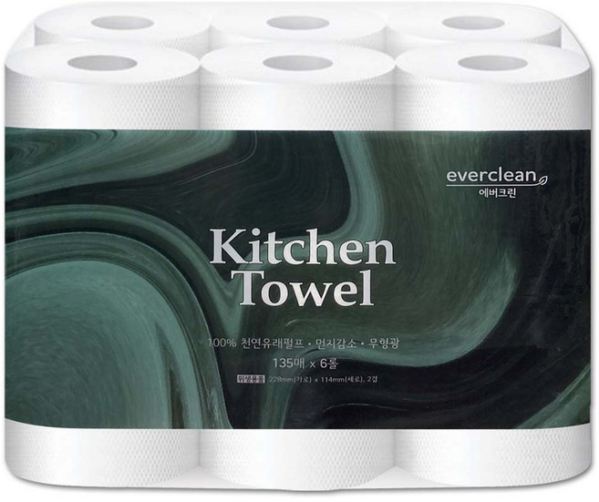 천연펄프 키친타올 _에버크린, 6개, 135매