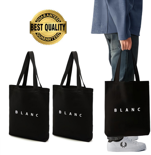 BLANC 레터링숄더백 (1+1) 블랙에코백 2개 세트 남녀공용 큰사이즈 숄더백 심플 디자인 가성비 데일리백