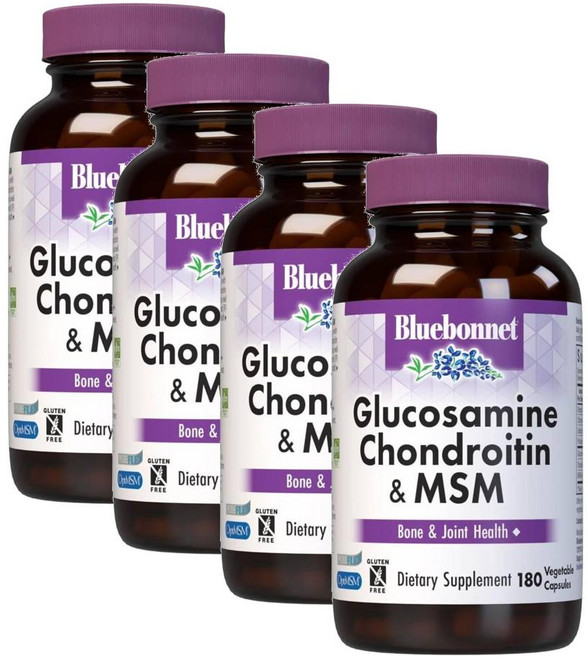 블루보넷 글루코사민 콘드로이친 & 엠에스엠 캡슐 Bluebonnet Glucosamine Chondroitin & MSM, 4개, 180정