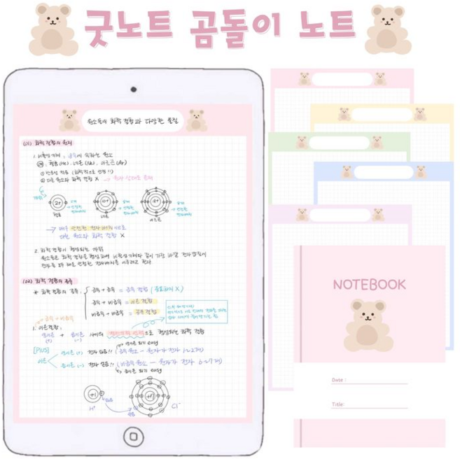 굿노트 곰돌이 노트속지 모눈 pdf파일, pdf파일 곰돌이 모눈 노트속지, 동의