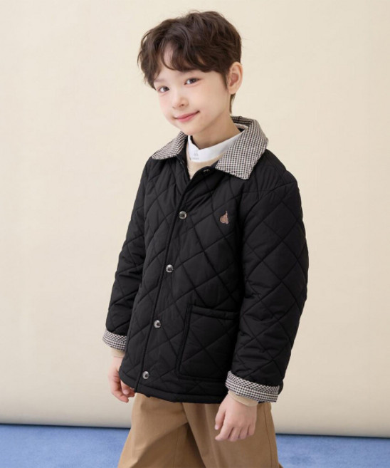 빈폴 키즈 빈폴 BEANPOLE KIDS 체크 칼라 퀼팅 점퍼 블랙 (BI6138U015)