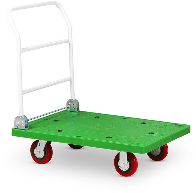 대차 무소음 구루마 이동식 핸드 카트 튼튼한 접이식 엘카 밀차 끌차 택배 짐 수레, 미니 (400x600), PVC 바퀴 (적색), 검정