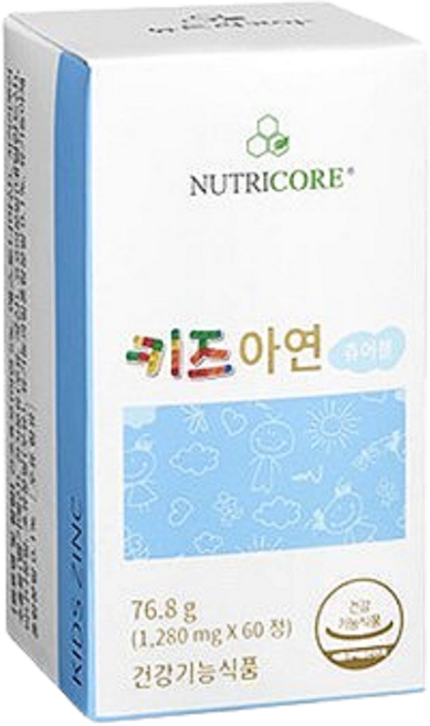 뉴트리코어 코코아맛 츄어블 키즈 아연 1280mg x 60정 2개월분, 1박스