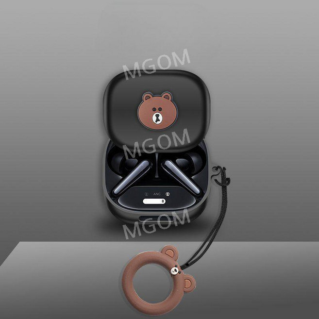 리버티4프로 케이스 무선 이어폰 호환 Liberty4 Pro 사운드코어 보호 커버, 블랙 베어+베어