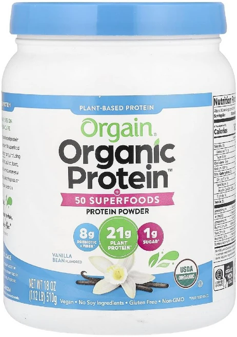 올게인 단백질 프로틴 Protein 분말 50가지 슈퍼 푸드 식물성 바닐라빈 510g, 1개 - 쿠팡