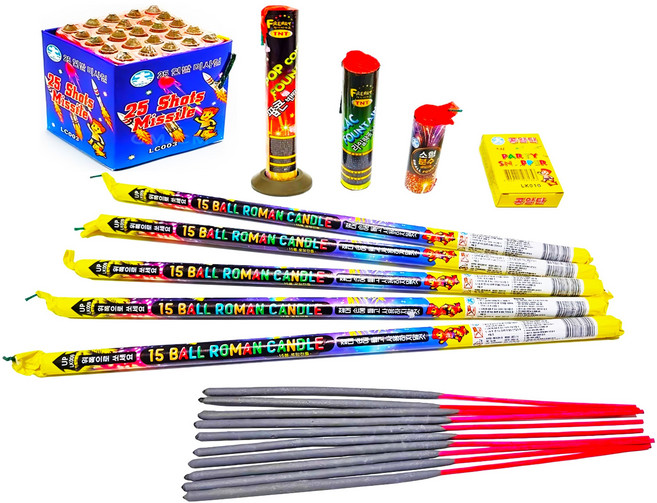 [A알뜰형 폭죽세트] A세트. 캔들 연발 분수 스파클라, A-세트