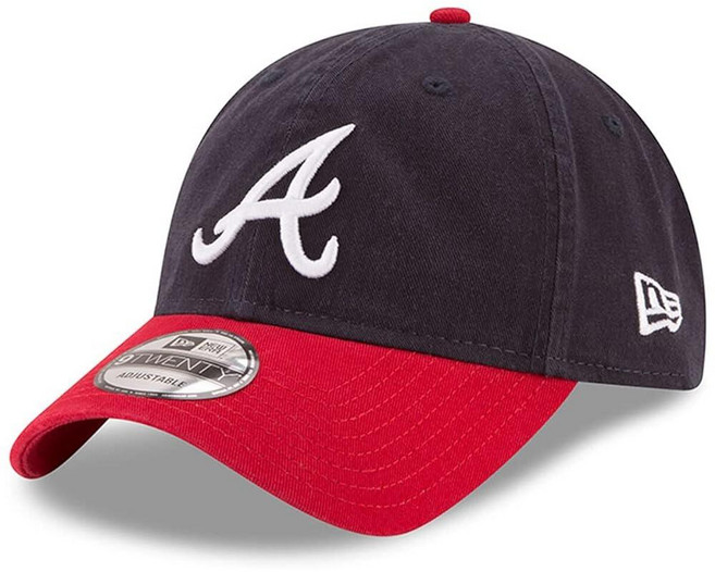 New Era MLB 카키 코어 클래식 9TWENTY 조절 가능한 모자 캡 프리 사이즈 Houston Astros., 애틀랜타 브레이브스