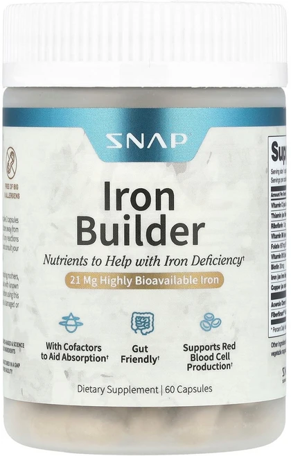 스냅 서플리먼트 Snap Supplements Iron Builder 캡슐 60정138368원산지:기타, 1개, 60정 - 쿠팡