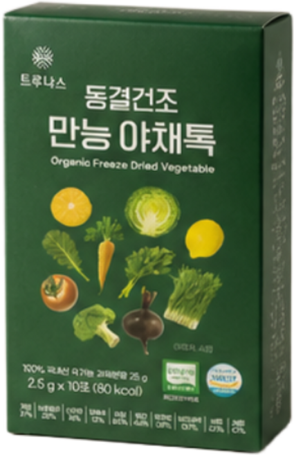 동결건조 만능 야채톡 유기농 트루나스, 1박스, 20g