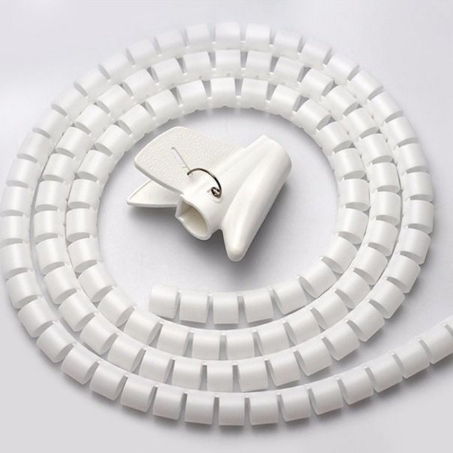 【開發票/統編】寵物防咬電線理線管 電線保護整線管 包線管保護套 纏繞管理線器 收納繞線管, 白色,22mm5米+導線夾, 1個
