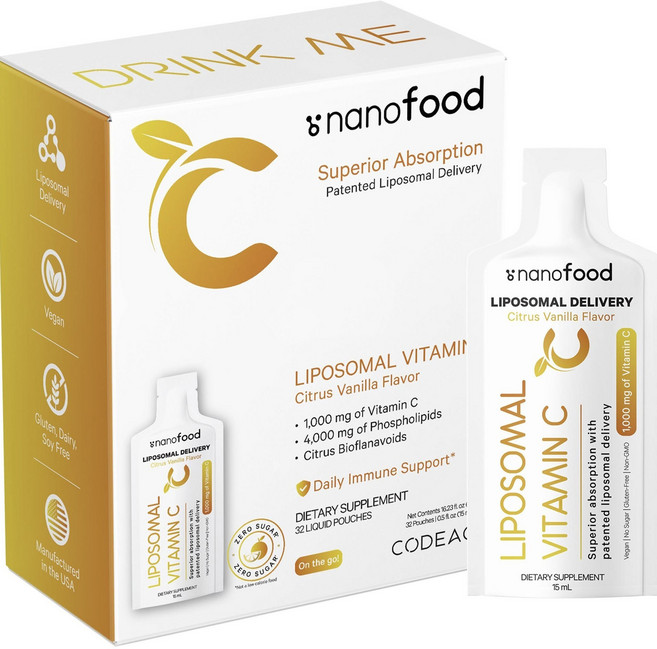 Codeage 奈米食品 脂質體維他命C 1000mg 柑橘香草口味 32入, 480ml, 1盒