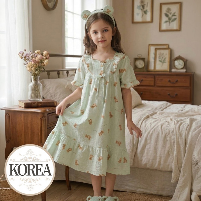 여아 원피스 잠옷 공주 드레스 곰돌이