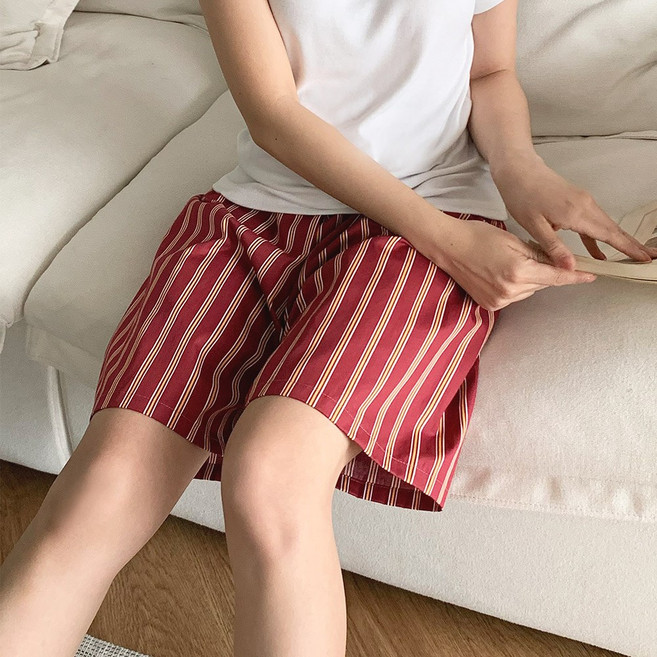 MARIQUE 국내산 순면 여성 5부 스트라이프 파자마 6컬러