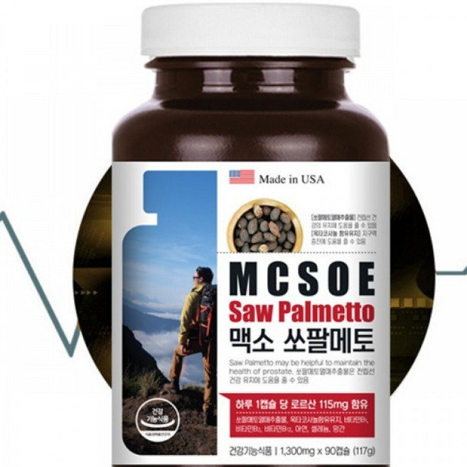 건강식품 보조식품 맥소 쏘팔메토 90캡슐 KS어바틀, 1개, 1g