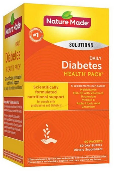 네이처메이드 당뇨전용 종합비타민 60팩/ Nature Made Diabetes Health Pack, 1개, 60정 - 쿠팡