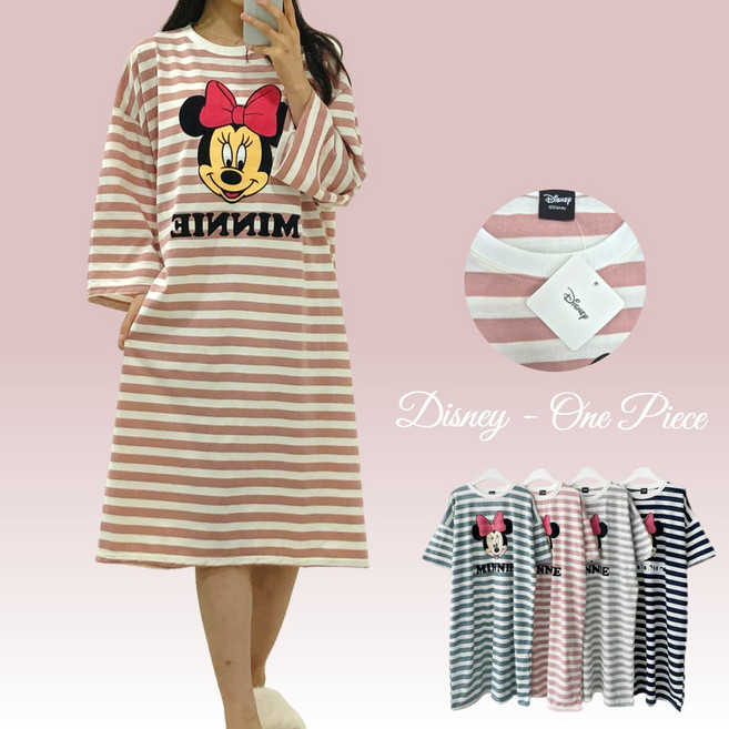 카라샵 디즈니정품 리본 미키 미니 원피스 루즈핏 롱 원피스