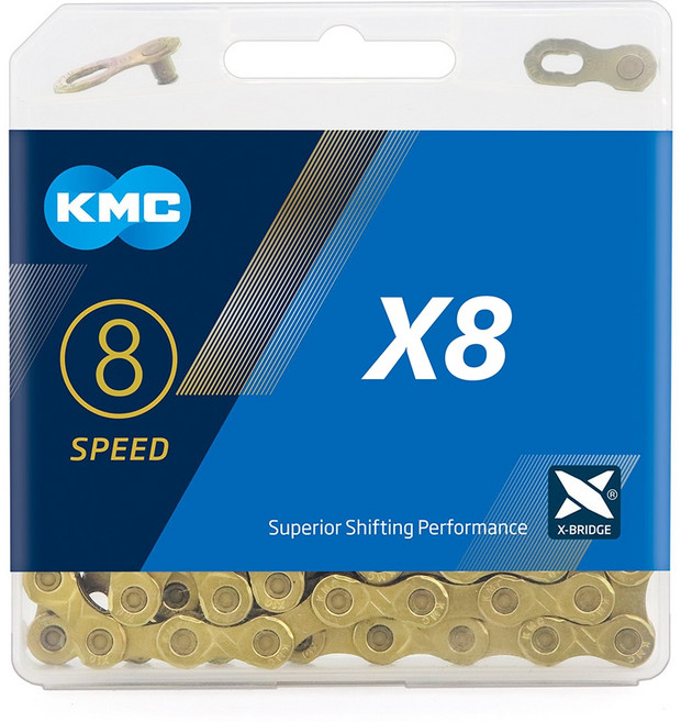 KMC X8 X9 X10 X11 X12 Ti-N 골드 체인 mtb 도로 자전거 8s 9s 10s 11s SRAM/Campagnolo 변속기 시스템 용 12 단 체인, X8 골드 116L, 1개