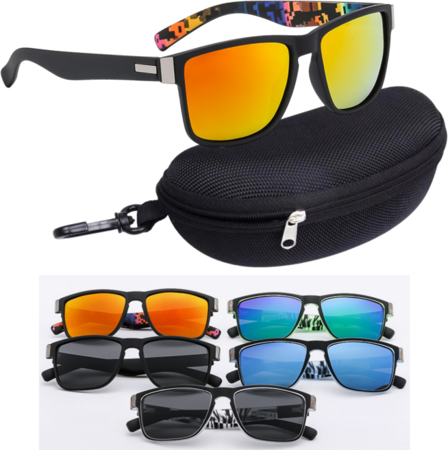 루미먼트 남녀공용 스포츠 패션 편광 선글라스, C3-샌드 블랙/레드